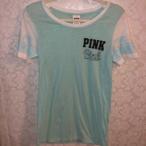 Victoria’s Secret PINK M mint green white T-shirt